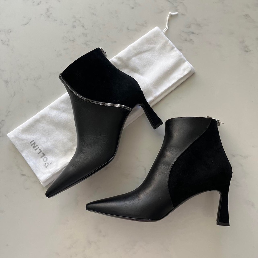 Authentic Brand New Pollini Black Sparkle Ankle Boot